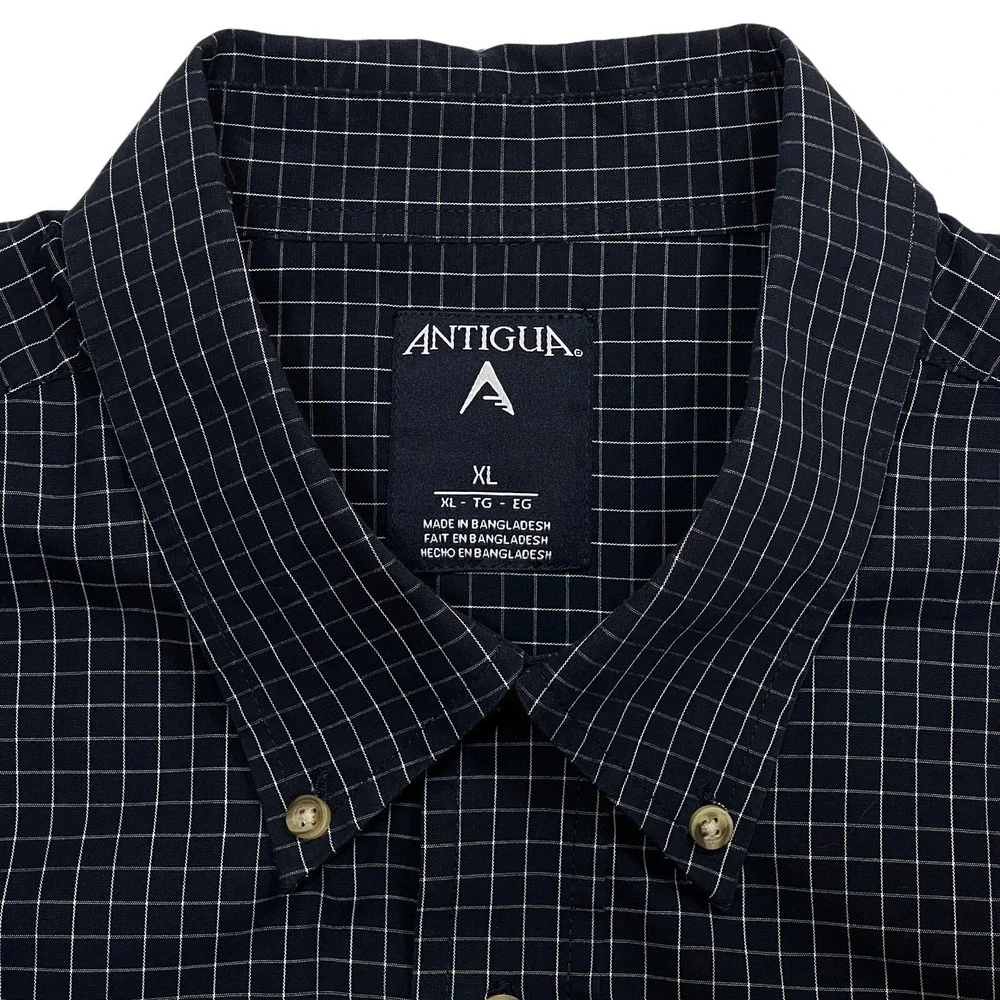 NFL Super Bowl XLVII ANTIGUA Esteem Dress Shirt Men's XL Navy Check Button‎ Down